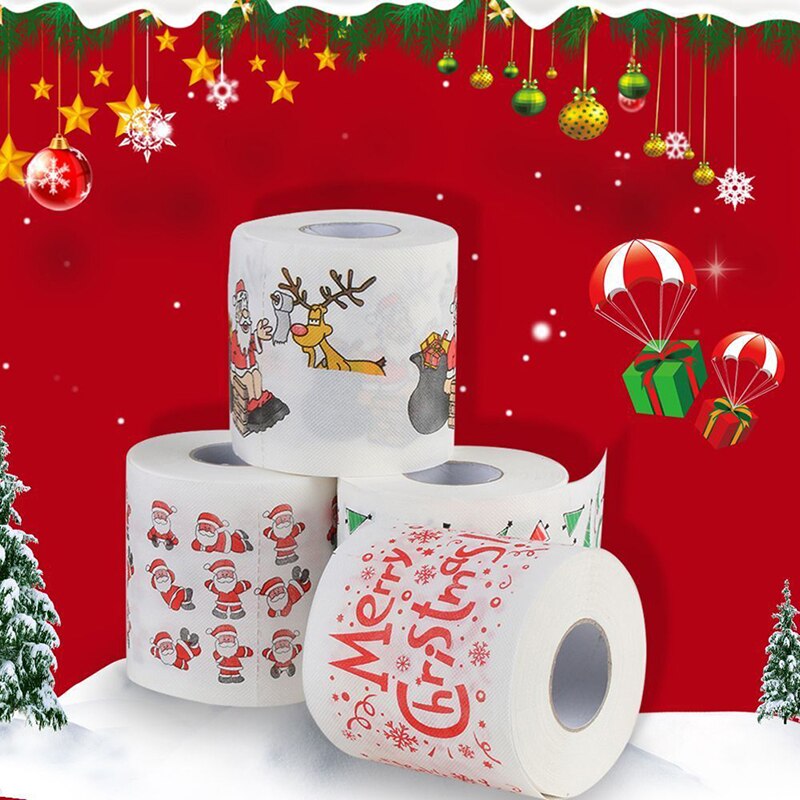 Christmas Roll Paper Santa Claus Bath Toilet Paper For Christmas Supplies Decor Tissue Paper DIY Cute Christmas Print