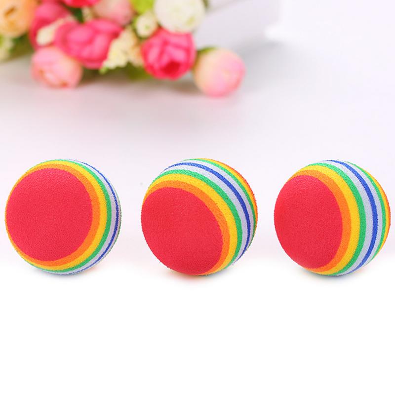 Bolas de juguete de seguridad para mascotas, Mini bolas de arcoíris para gato y perro, juguetes interactivos para masticar, pelota para rascar, suministros de entrenamiento para mascotas, 2 piezas