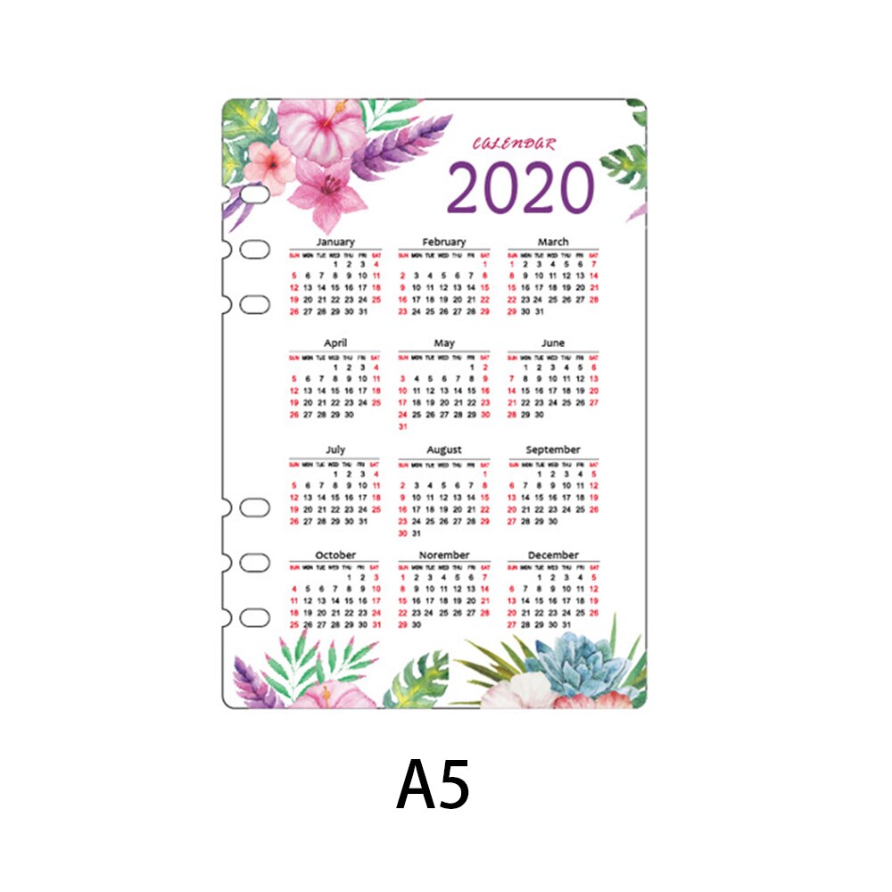 1 Pcs Jaar Kalender 6 Gaten Index Divider Dagboek Bindmiddel Wekelijkse Planner Notebooks A5 A6 Kantoor School Briefpapier Leveringen