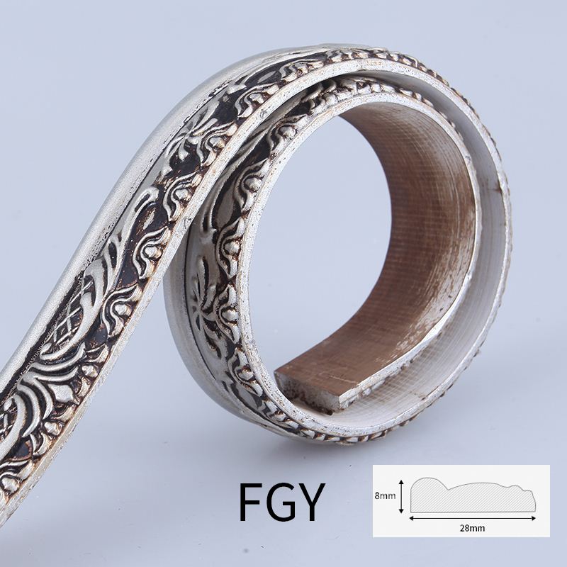 Plaster line living room background wall decorative border PVC line door frame line: Vintage silver
