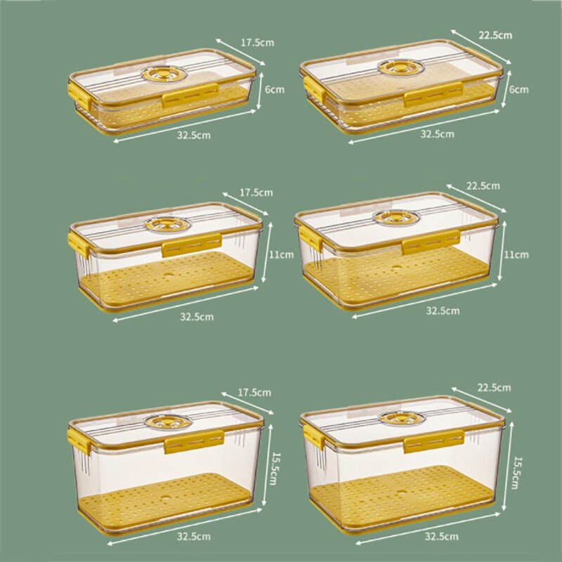 Timekeeping Refrigerator Food Storage Box with Lid Thickened PET Plastic Storage Containers Fruit Egg Vegetable Meat Fresh Box