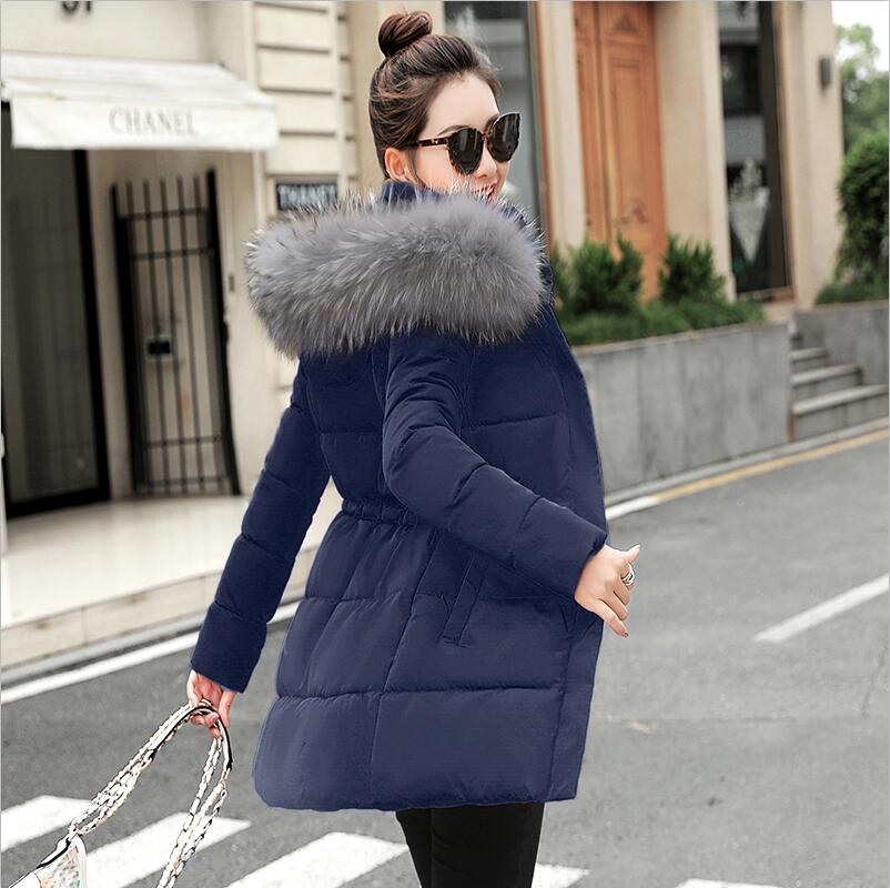 Parka con Cuello de piel falsa para mujer, Chaqueta de algodón , chaqueta de invierno, abrigo grueso para nieve, ropa para mujer, chaquetas para mujer, Parkas: Azul / S