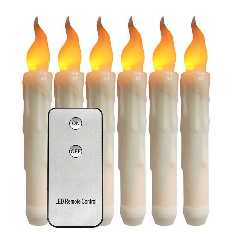6 or 12 Pieces LED Candles Lights with Remote Control Taper Candles Led Flameless for Years Christmas Party Wedding: 6 pcs yellow light