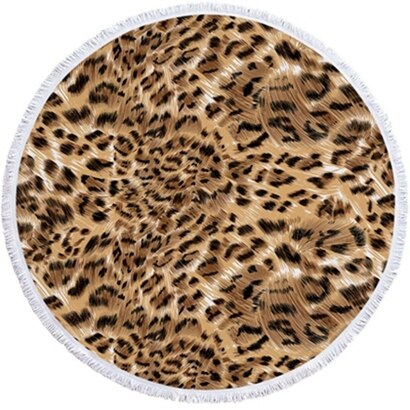 Luipaard Tijger Patroon Gedrukt Ronde Strandlaken Met Kwasten Microfiber 150Cm Zomer Zwemmen Picknick Mat Tapijt Reizen Deken: Beach towel4