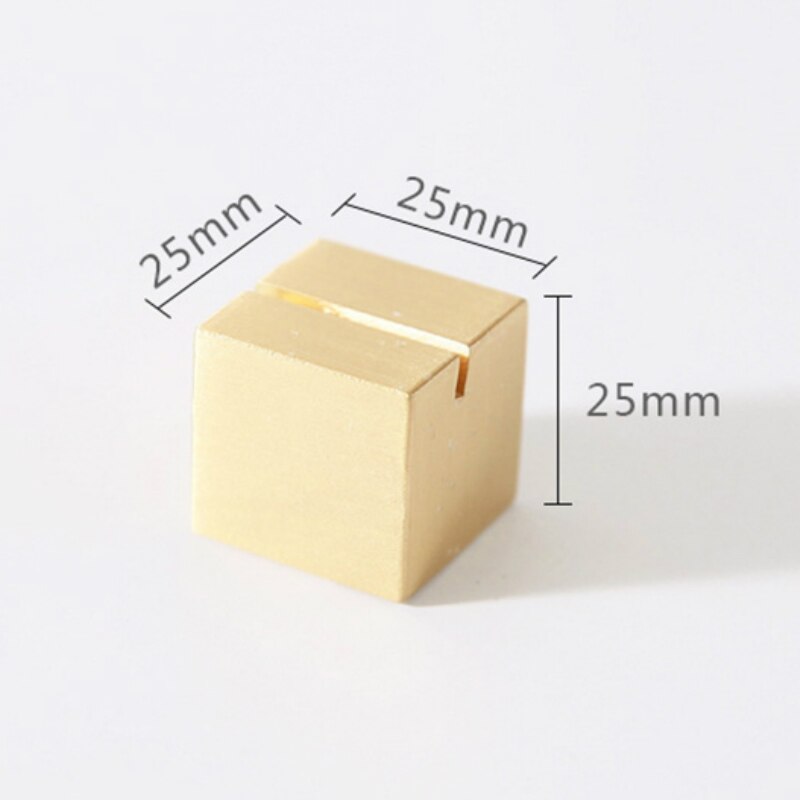 Brass Retro Card Display Stand Picture Photo Clip Business Name Card Base Desk Sign Holder Metal Label Holder Home Decoration: D-Square