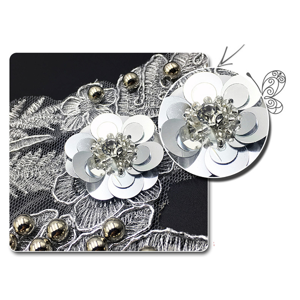 Autocollants perles en tissu maille | Fil d'argent, Soluble dans l'eau, broderie de clous, peut être produite bricolage/femmes/vêtements pour enfants/robe de mariée
