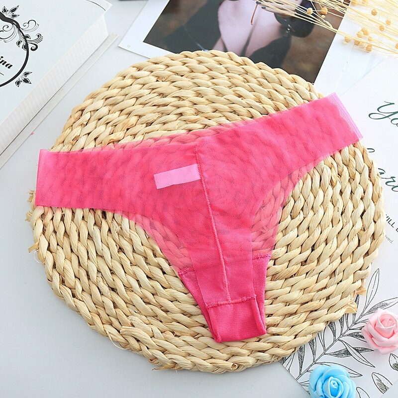 Verbazingwekkende Vrouwen Lingerie G String Lace Ondergoed Vrouwelijke Sexy T-Back Thong Slipje Japan Stijl Lage Taille Transparant knickers: rose