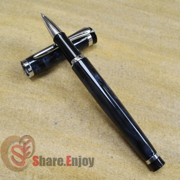 2 stuks baoer 508 zwarte en zilveren medium penpunt vulpen + rollerballpen