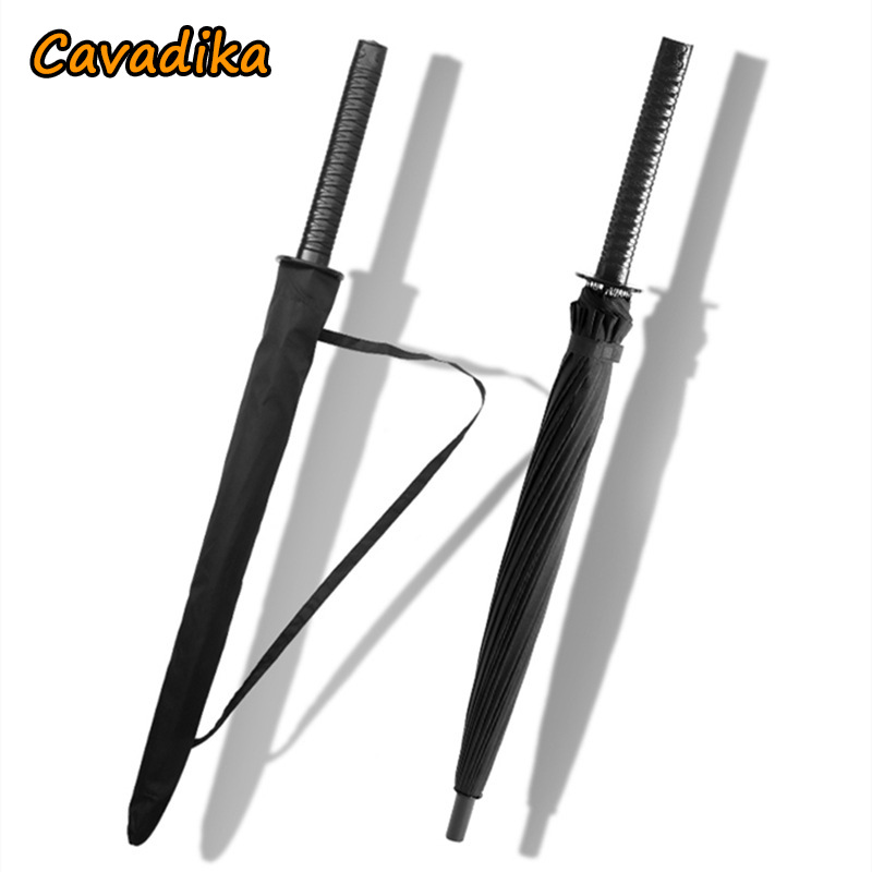 Samurai Style Umbrella Black Katana Umbrella Umbrellas for Rain and Sun Straight Umbrella Sunshade Parasol Long-handle