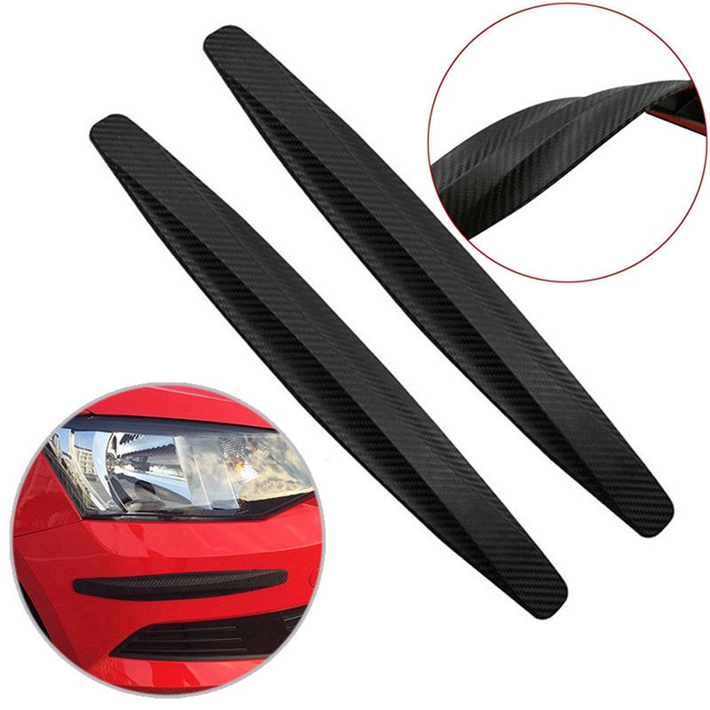 2 uds, Protector de parachoques de coche, Protector de esquinas, adhesivo para arañazos, Kit de carrocería de goma con textura de fibra de carbono