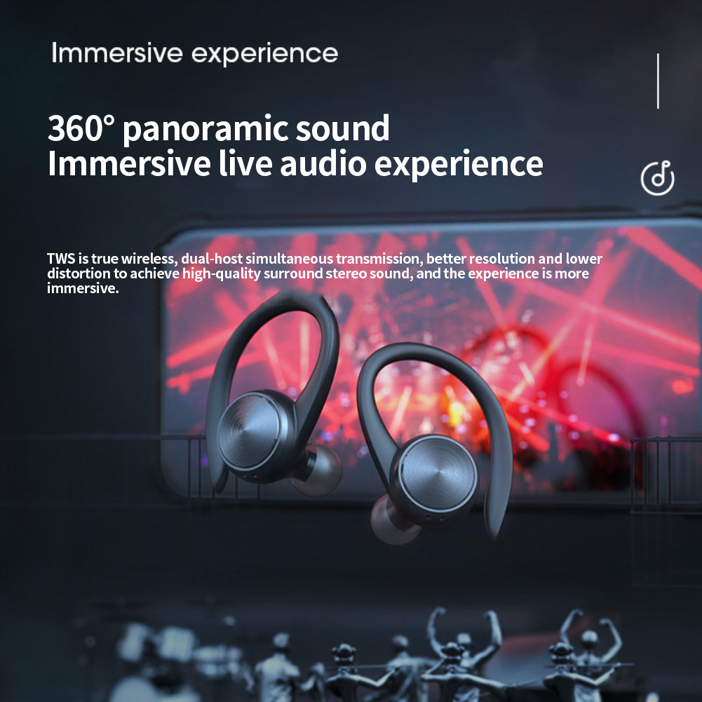 Auriculares inalámbricos R200/J92, audífonos con ganchos para las orejas impermeables IPX5, audífonos deportivos compatibles con Bluetooth, audífonos de música estéreo HiFi con micrófono