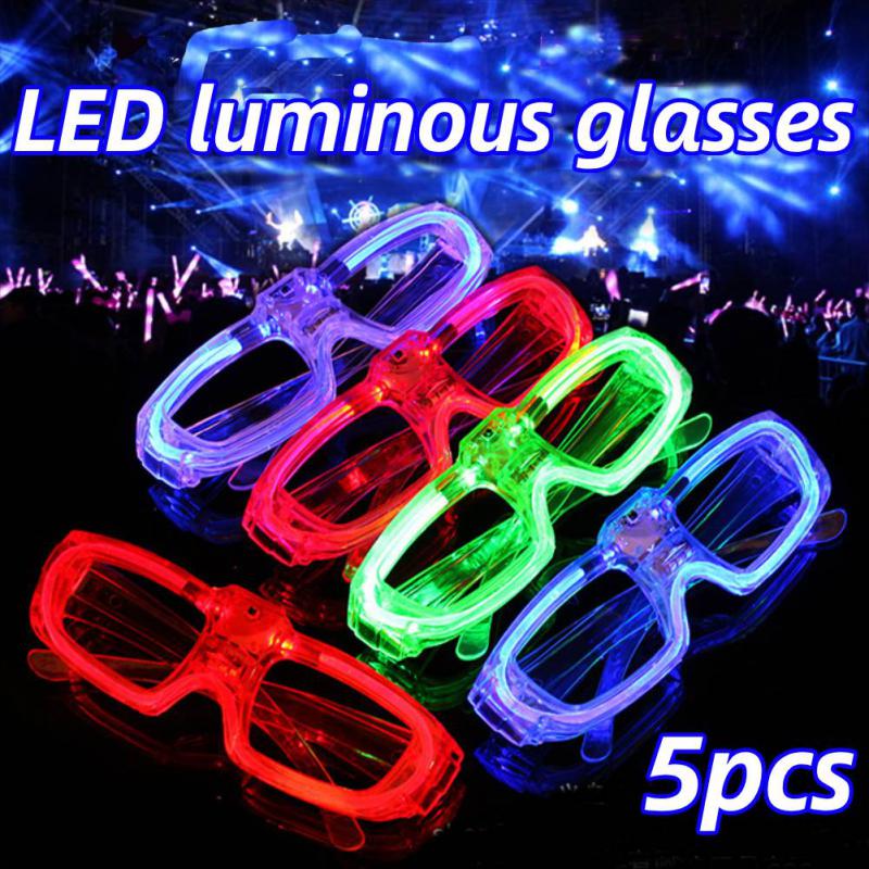 5 pièces, lunettes LED, fournitures de fête d'éclairage nocturne, lunettes lumineuses pour la saint-valentin, fête d'anniversaire, fête du nouvel an