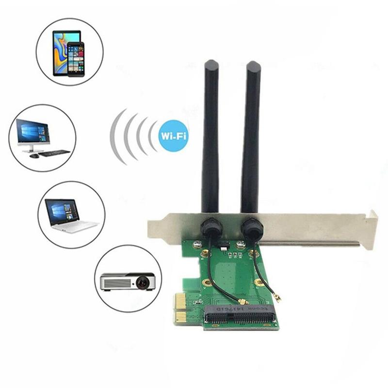1Pcs Wireless Wifi Network Adapter Card Mini PCIE To Adapter PCI-E Converter Accessories Supplies + Antennas Deskto L2K3