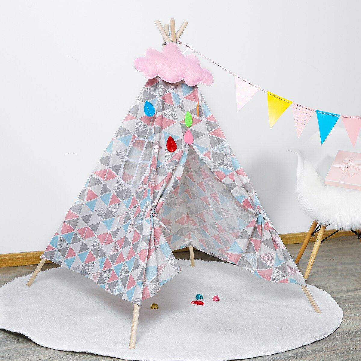 Indian Children's Tent Portable Playpen for Children Folding Wigwam Play House Child Tipi Baby Room Decor Birthday