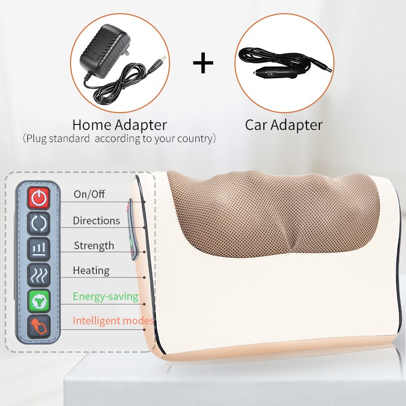 Almohada de masaje de calor por infrarrojos, dispositivo eléctrico de masaje para cuello, hombros y espalda, masajeador relajante para uso sanitario