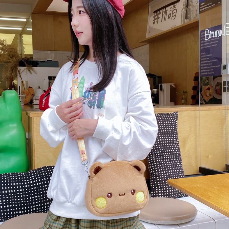 Mochila bonita de felpa Yier Panda Bear, bolso cruzado Bubu Dudu, monederos Kawaii, bolso de hombro, peluches suaves para novia