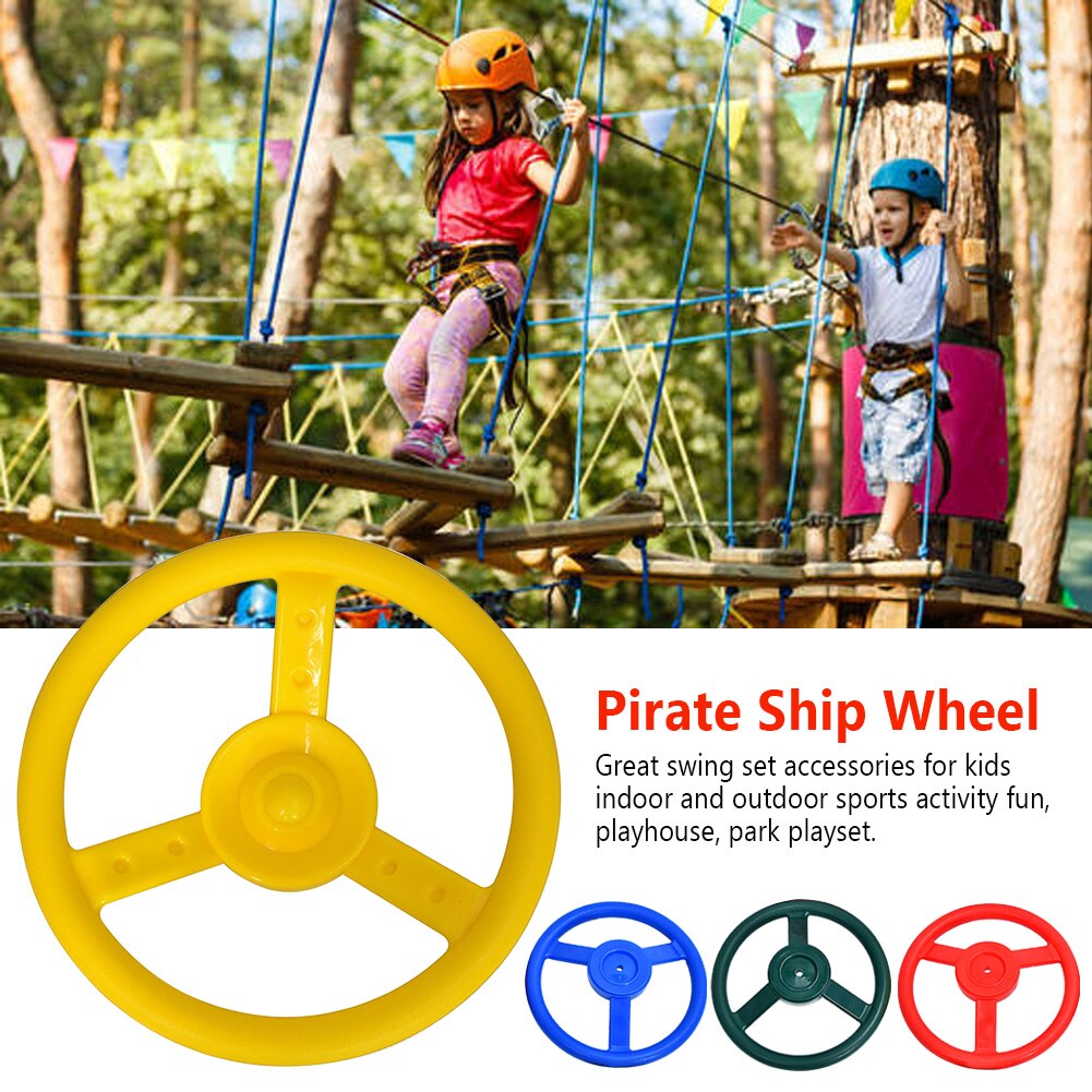 Easy Install Climbing Frame Amusement Park Kids Toy Pirate Ship Wheel Outdoor Swing Accessory Garden Playground Lightweight