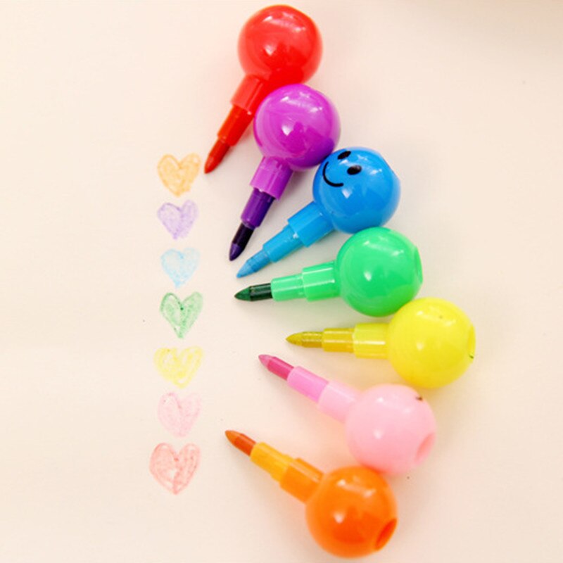 1pcs 7 Color Crayons Art Supplies for Kids Pastel Pen Drawing Set Stationery Smiley Face Crayons Kawaii School Supplies Drawing