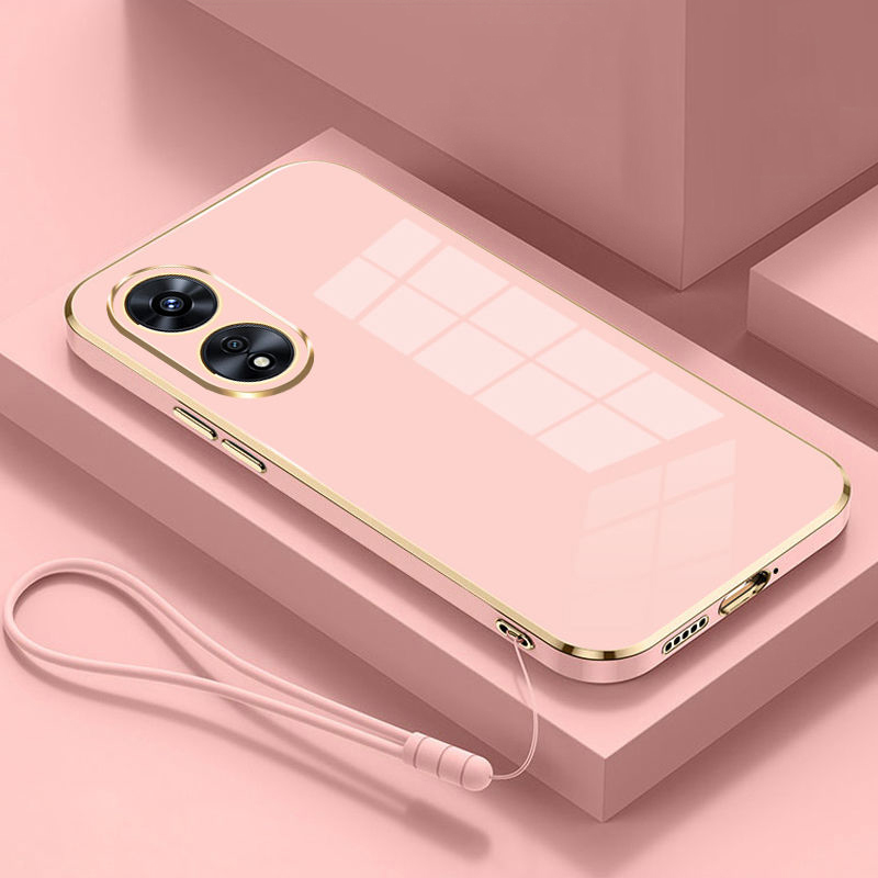 Para OPPO A18 funda oppo a38 funda de teléfono Oppo A18 A38 4G funda CPH2591 cubierta CPH2579 revestimiento cuadrado de lujo cubierta trasera a prueba de golpes: ABS / Azul cielo