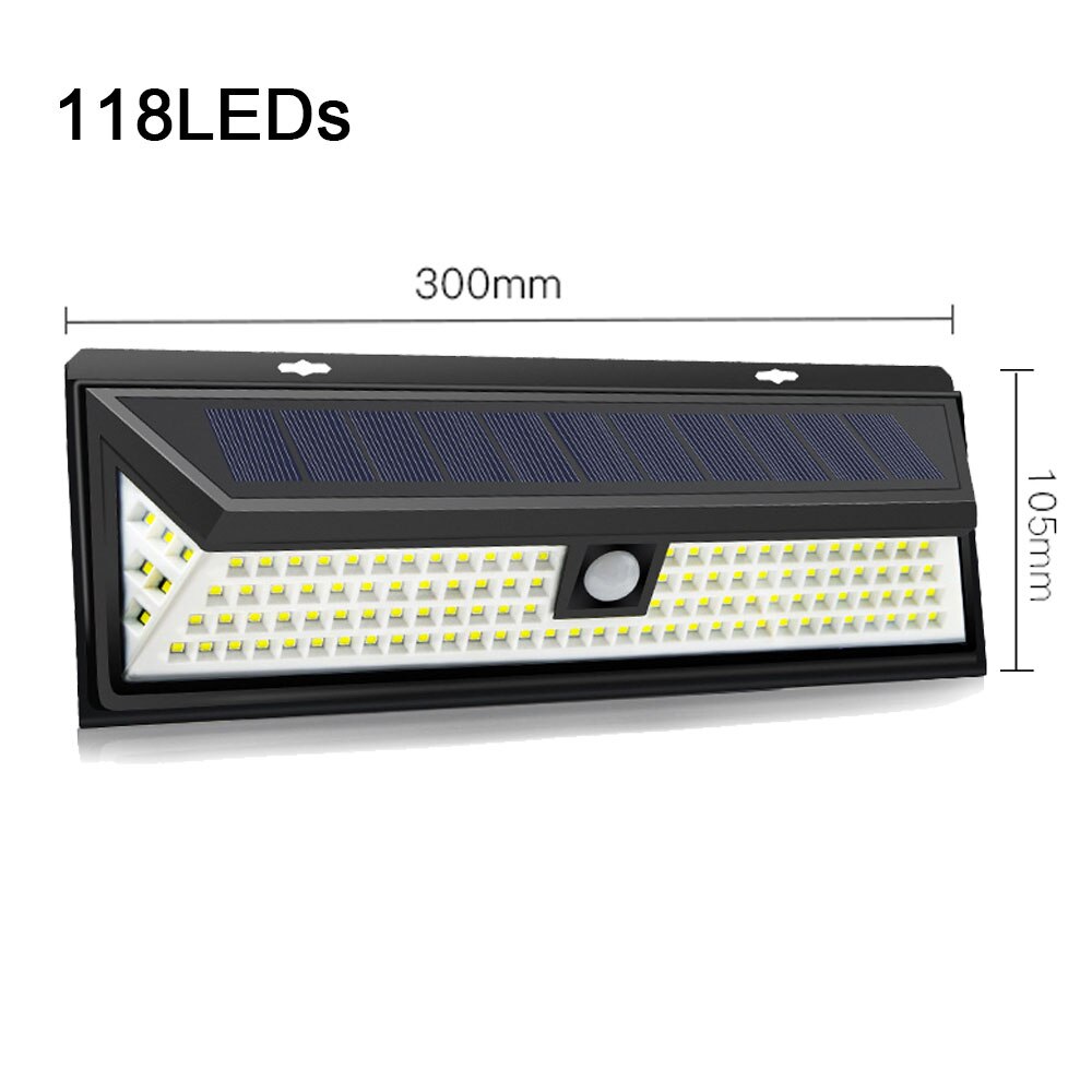 Outdoor lighting Solar Led Wall Light PIR Motion Sensor Street Lamp Garden Patio Courtyard Home Outside Lights Security Lamp: 118 LEDs