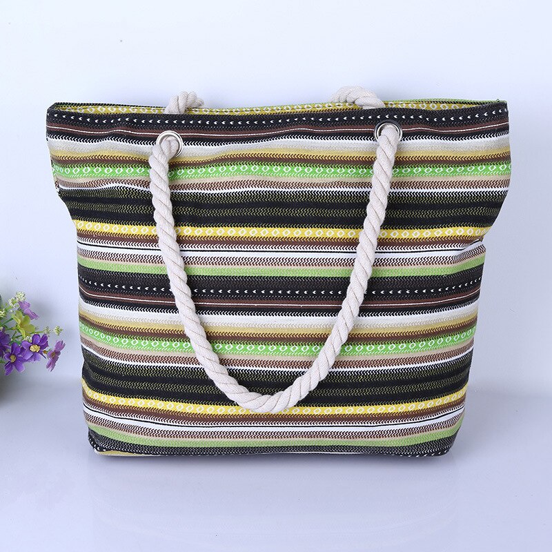 bolso de mano bohemio a la , bolso de mujer de gran capacidad, bolso de hombro individual, bolso de playa, bolso de ocio con cuerda de algodón, triangulación de envíos: 07