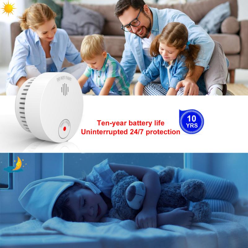 Wireless Infrared Smoke Alarm Detector Voice Warn Sensor Home Security Protection Fire Alarm High Sensitive Built-in Battery