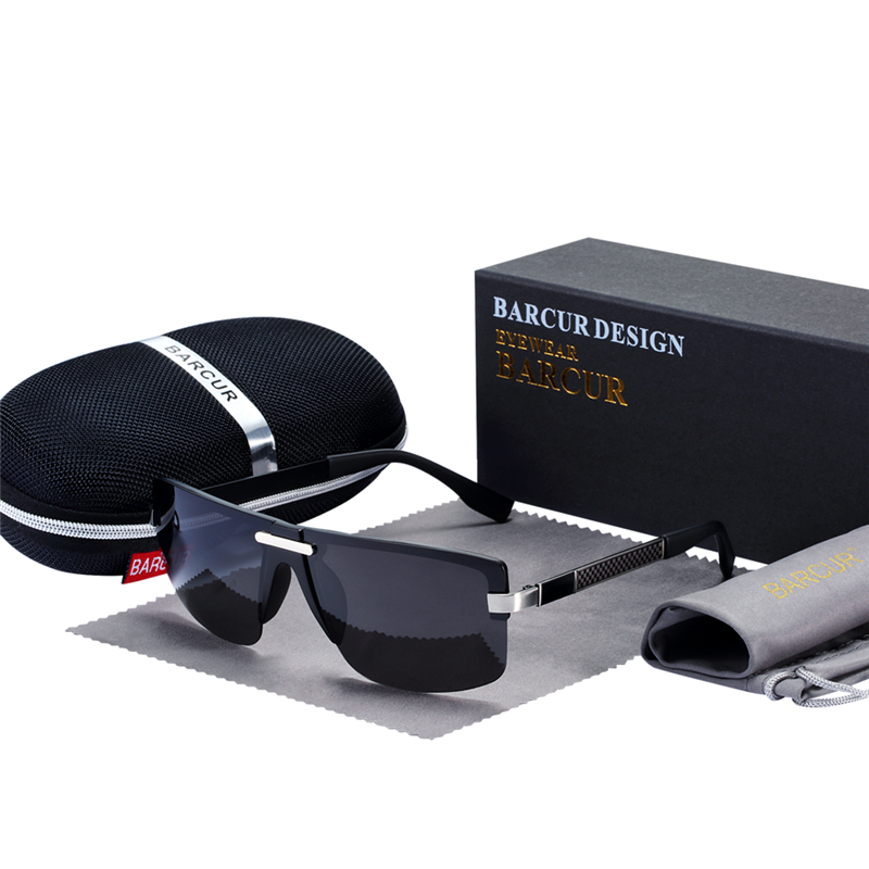 Gafas de de BARCUR, gafas de sol de conducción para hombre, gafas de sol polarizadas para hombre, accesorios con embalaje: Plata