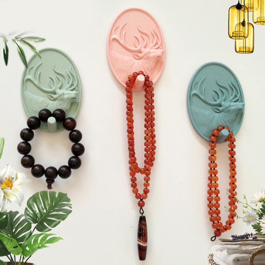 Crochet auto-adhésif pour tête de cerf | Résine 3D de Style nordique, crochet autocollant Mural Art Mural, crochet à stickers