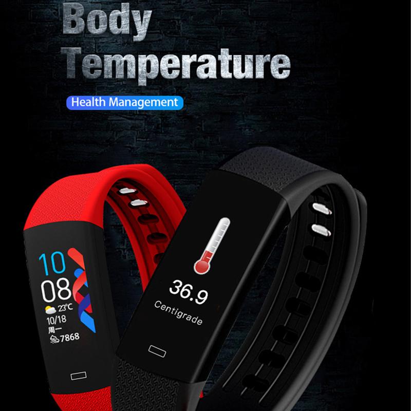 B6W Smart Armband Lichaamstemperatuur Horloge Activiteit Fitness Tracker Ip67 Waterdichte Smart Band Horloge Bloeddruk Voor Sport