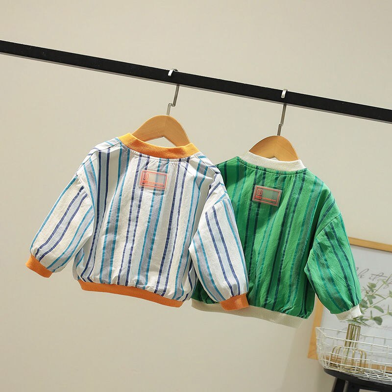 Kids Clothes Baby Boy Jackets Boys Spring Autumn Striped Long Sleeve Flight Jacket Windbreaker Children Sport Coat Clothes A41