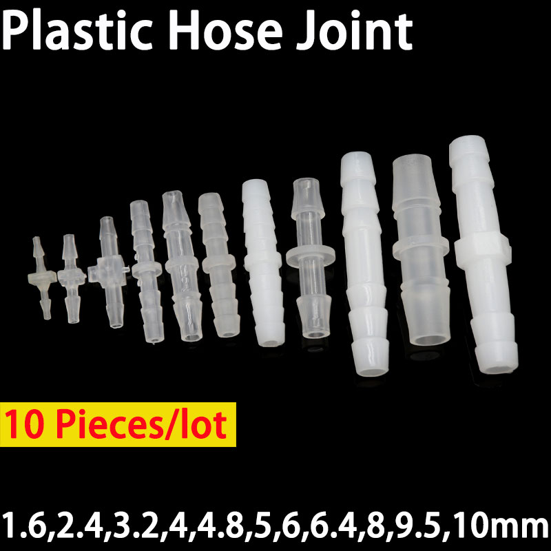 10 stk pagoda plastik slangesamling 1.6 2.4 3.2 4 4.8 5.6 6.4 8 9.5 10 mm rørslangetilbehør