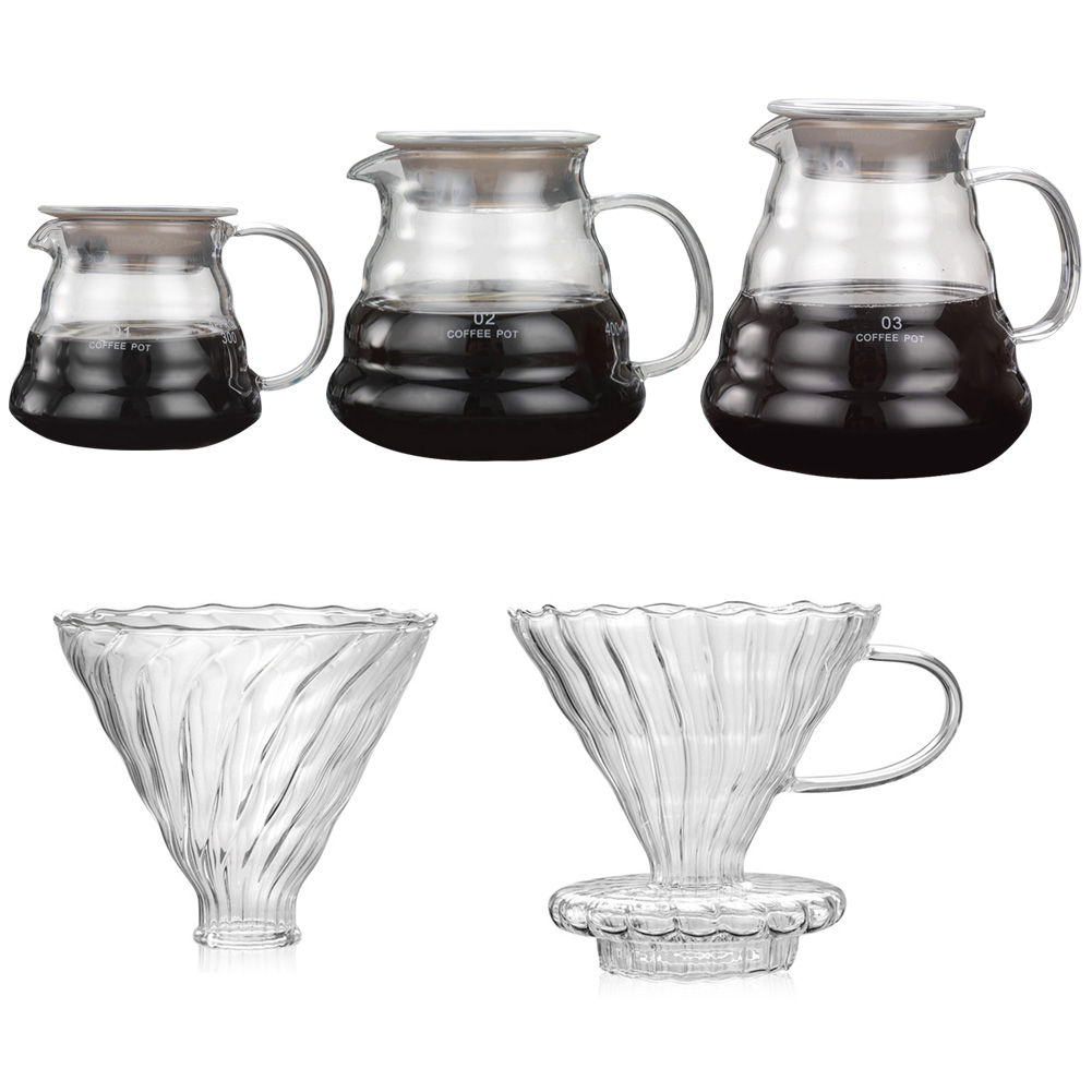 Hittebestendig Glas V60 Bereik Server Drip Ketel Water Fles Barista Koffie Kruik met Handvat Rubber Seal Theepotten 360/ 600/800ml