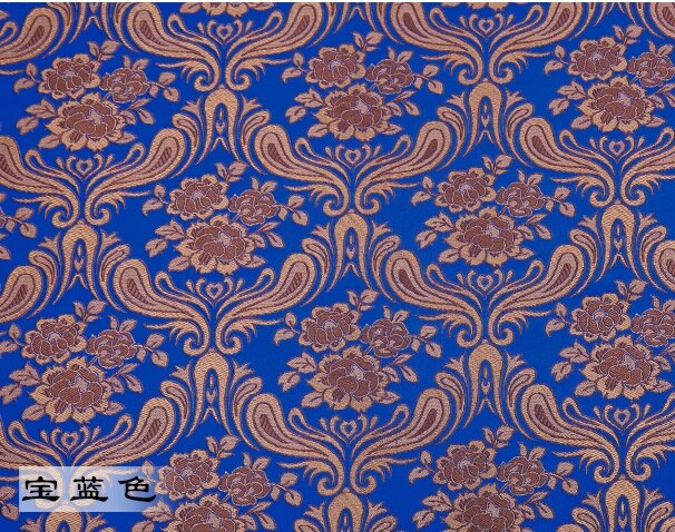 Brokade stof cheongsam og kimono materiale satin stof til syning diy: Kongeblå