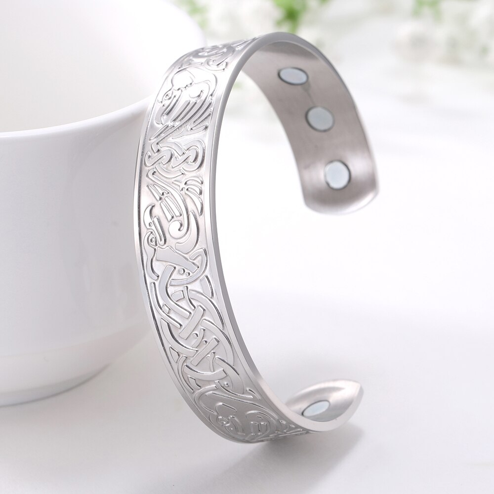 Skyrim saluto Terapia Magnetica 316L Bracciali in Acciaio Inox Fenice totem Vichingo Del Polsino Del Braccialetto Del Wiccan Amuleto Del Braccialetto Delle Donne Degli Uomini