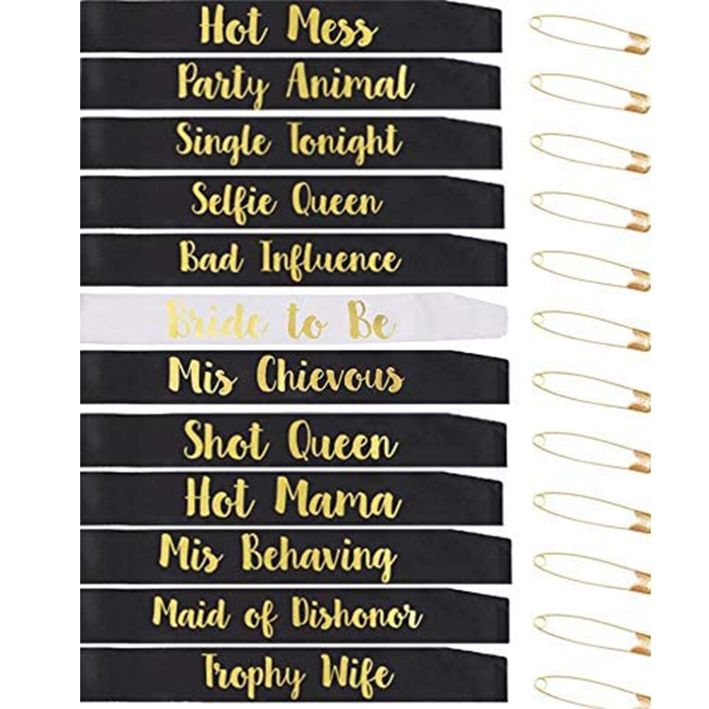 Bride To Be Team Bride Tribe Satin Ribbon Sash Set for Wedding Bachelorette Party Bridal Shower Hen Night Decoration Favor: Set of 12