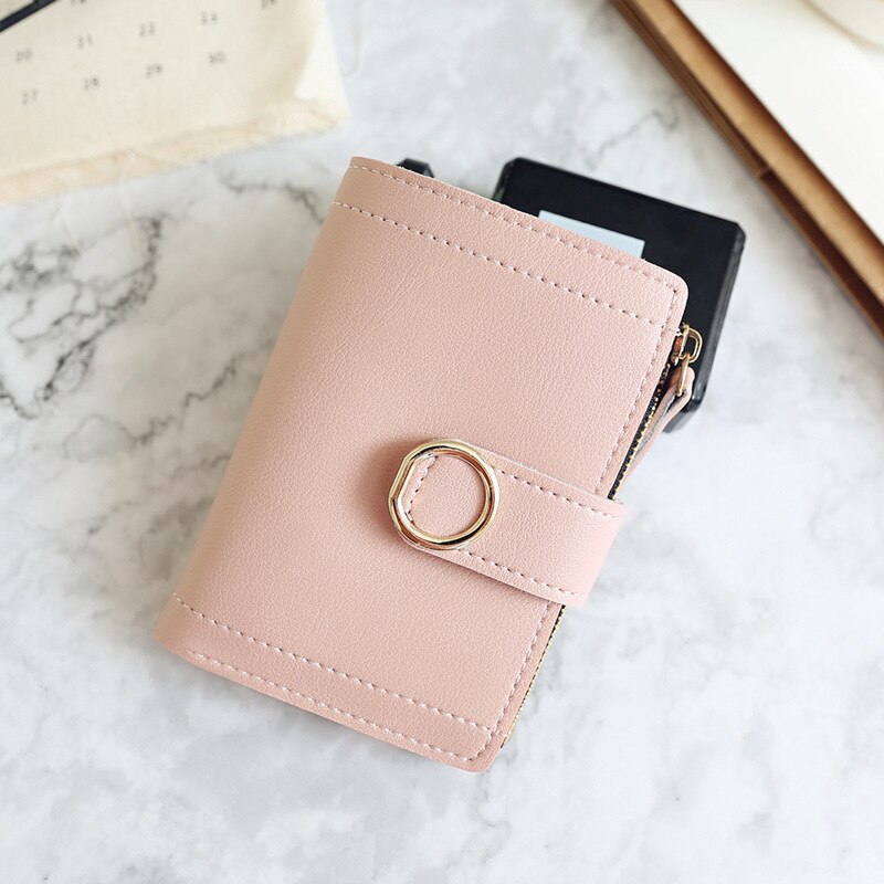 Damesportemonnee klein merk leren portemonnee dames kaarthouder dames clutch damesportemonnee: Lichtroze