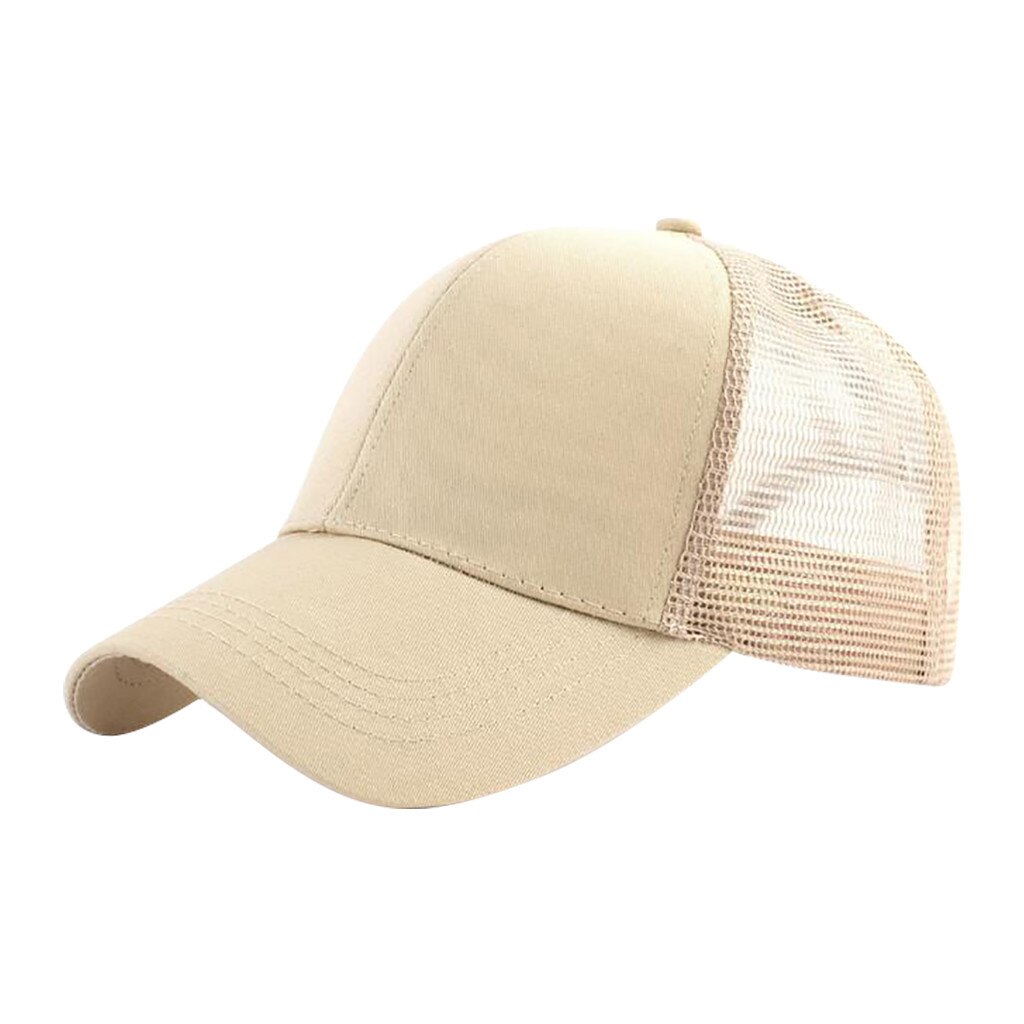 Baseball Caps Men Women's Cap Male Hip Hop Hat Dad Hat Summer Breathable Mesh Unisex Streetwear Open Back Solid Sun Hat Cap: Khaki