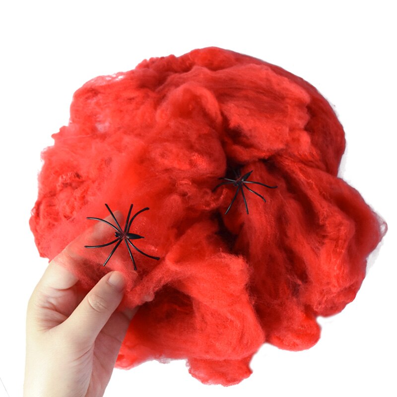 Halloween Scary Party Stretchy Spider Web Spider Haunted House Bar Props for Halloween Party Scene Props Decoration Supplies: red