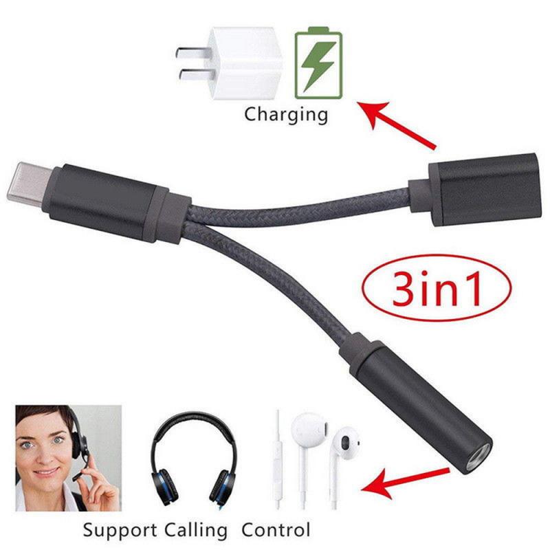 Lyn  to 3.5mm aux audio jack adapter usb-c type c for øretelefon for samsung huawei adapter ladekabel adapter splitter