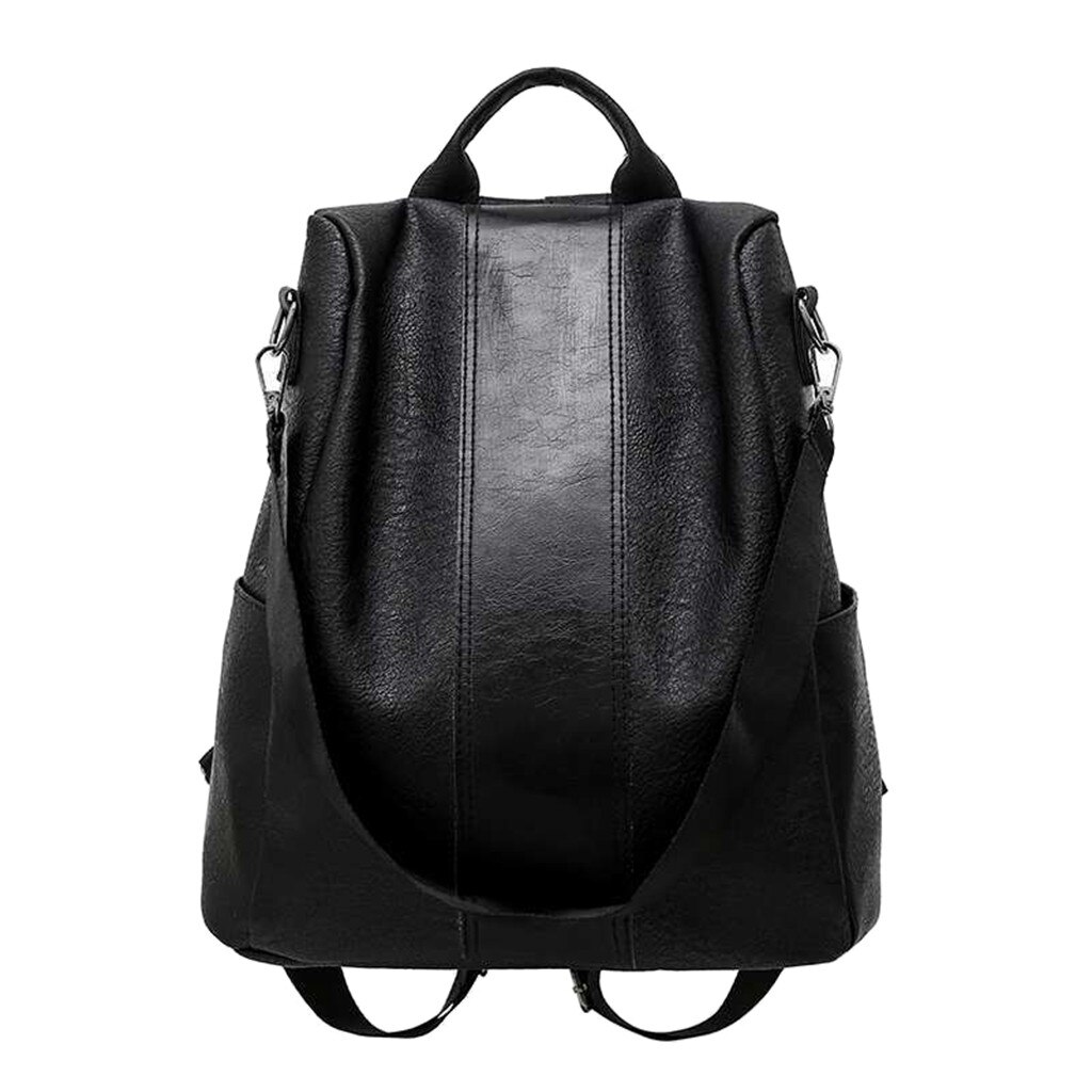 Maison Fabre sac à dos femme en cuir synthétique sac à bandoulière antivol sac à dos décontracté sauvage en cuir souple double usage cartable: Black