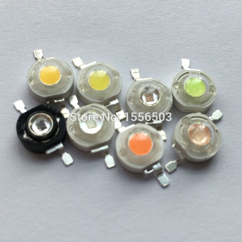 100 stk 1w 3w ledet dioder chip leds kaldhvit naturhvit varmhvit lilla fiolett isblå cyan fullspekter 6000k 10000k