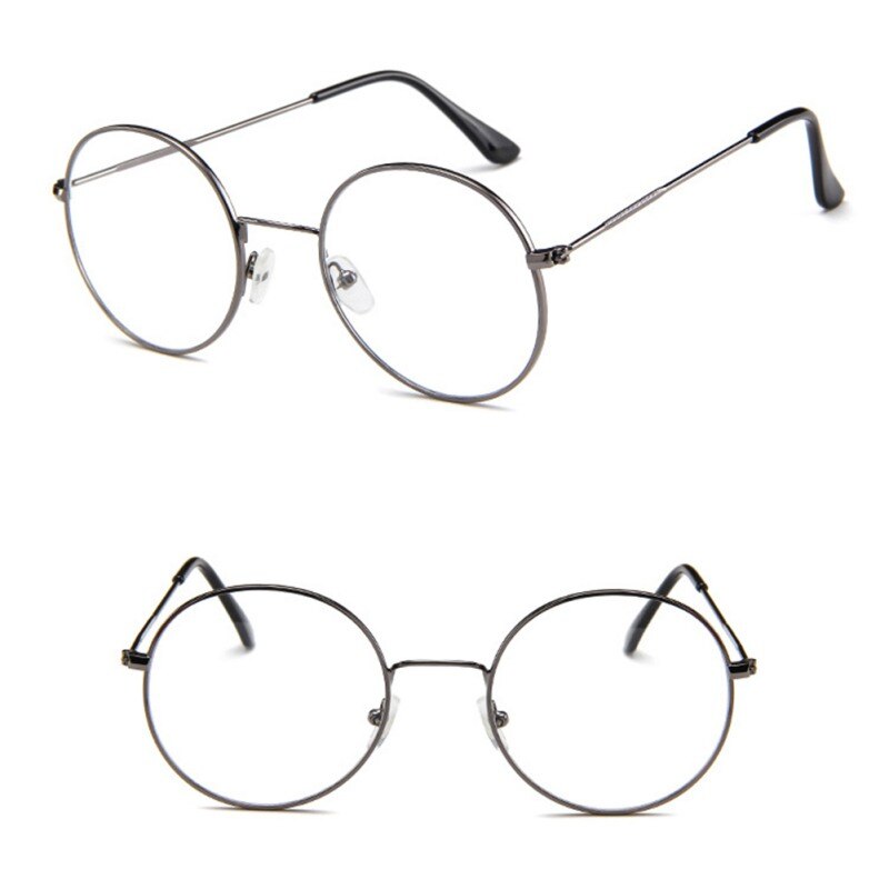 Unisex Korean Style Round Frame Clear Lens Glasses Reading Glass Optical Glasses Quiet Style Glasses: E