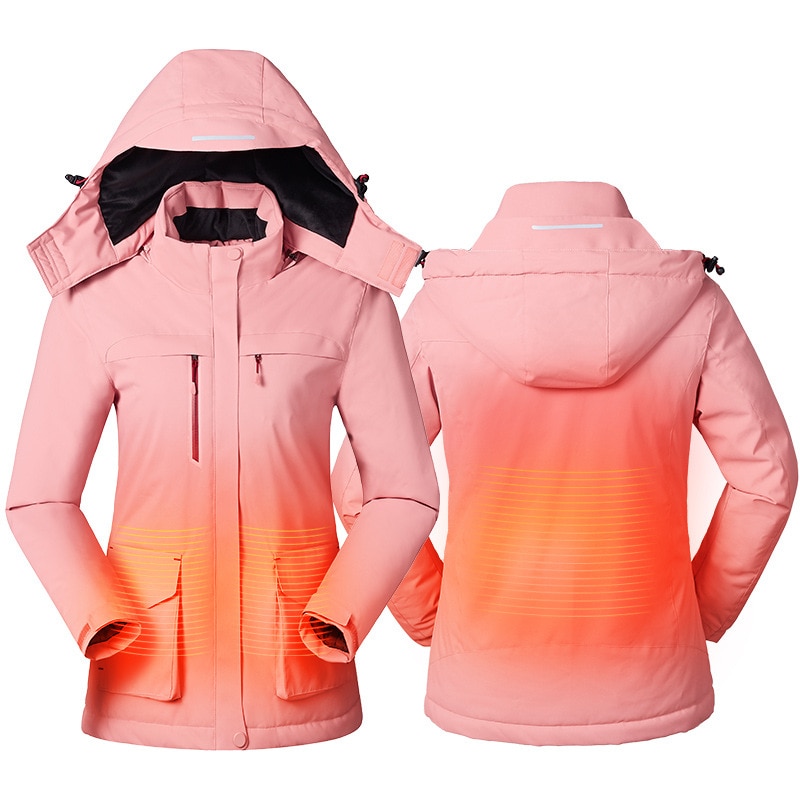 PARATAGO-Chaqueta de calefacción inteligente para mujer, abrigo de lana con carga USB para exteriores, ropa de escalada a prueba de viento, P1233