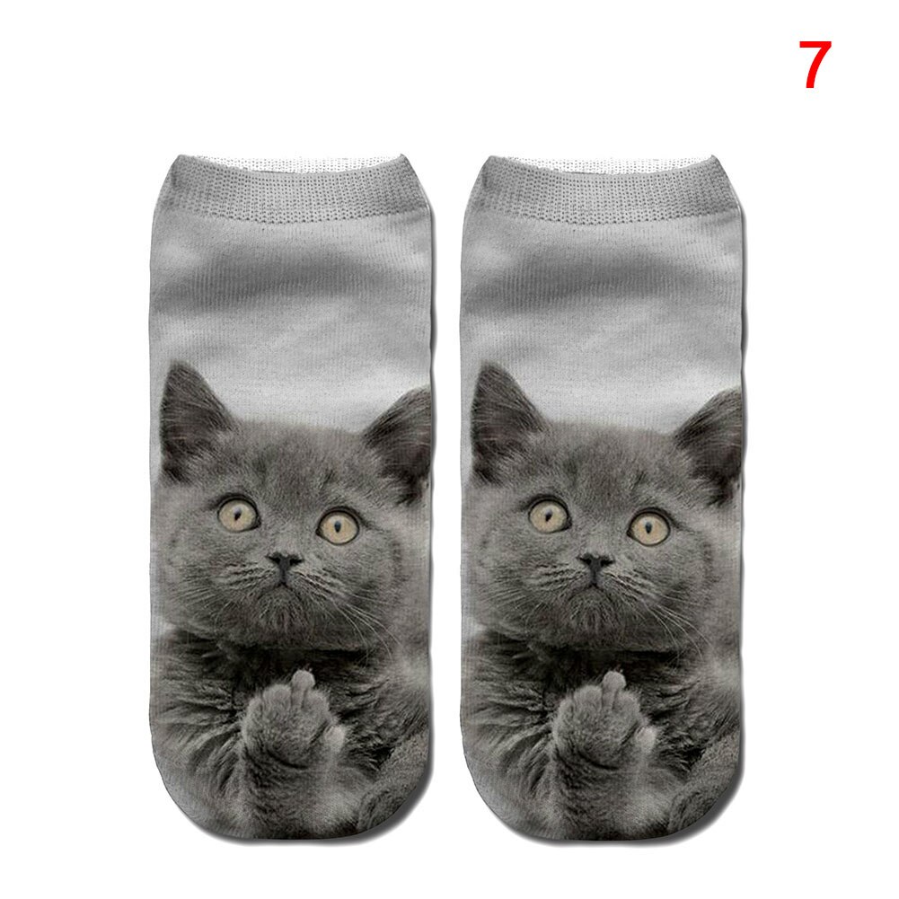 Kobiety moda 3D zwierzęta kot Łapa wydrukować skarpetki zebra wzór Kawaii krótkie bawełniane skarpety świąteczne śliczne kot niski skaleczenie kostki skarpetki