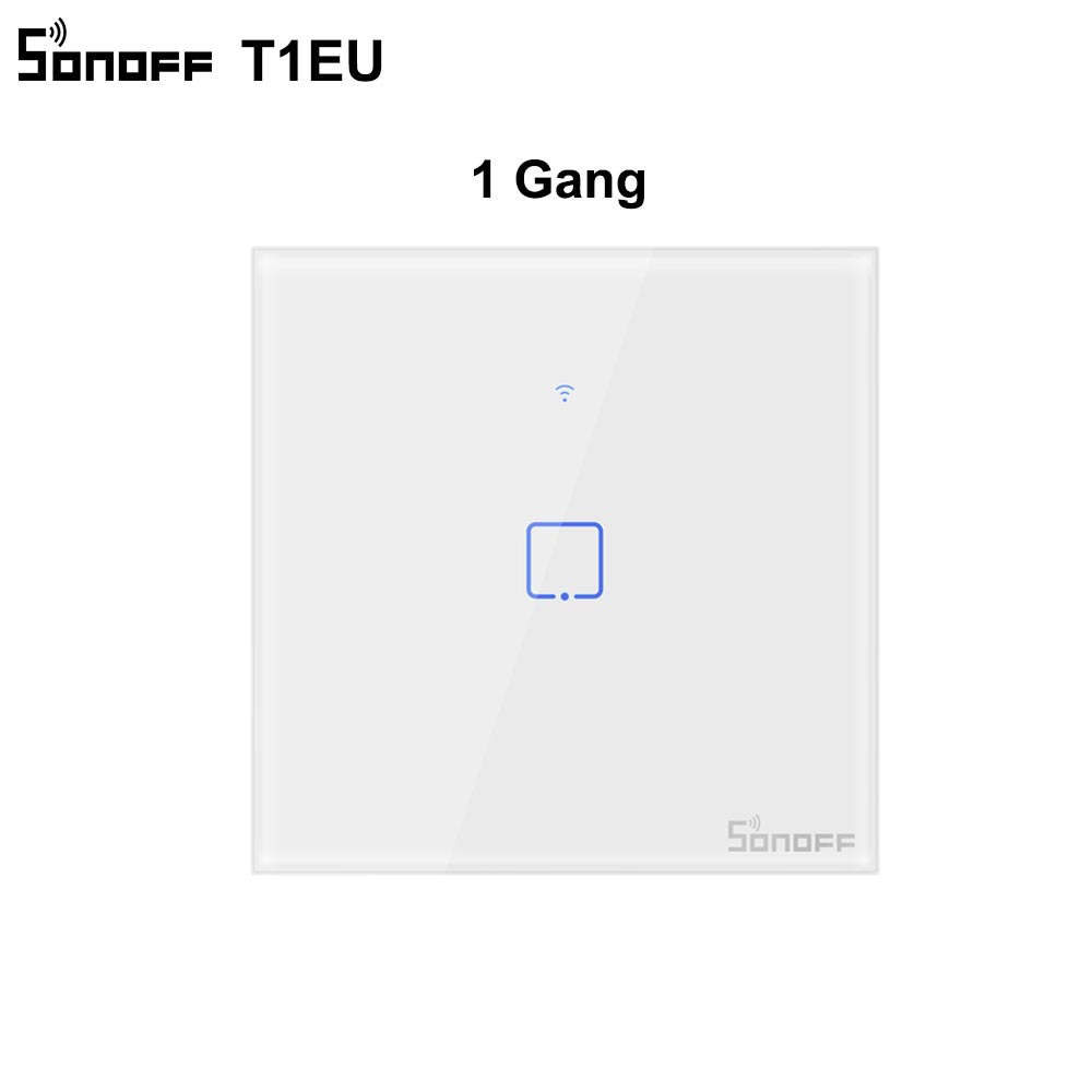 SONOFF T1EU Wifi Smart Switch Touch Screen Remote ON/OFF 1/2/3 Gang 433Mhz RF/Voice/APP/Touch Control 86 Type Smart Home TX: 1 gang