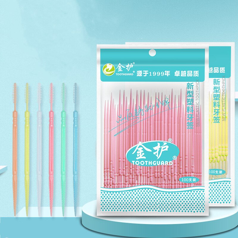100 Pcs Dubbele Hoofd Wegwerp Tand Floss Mondhygië
