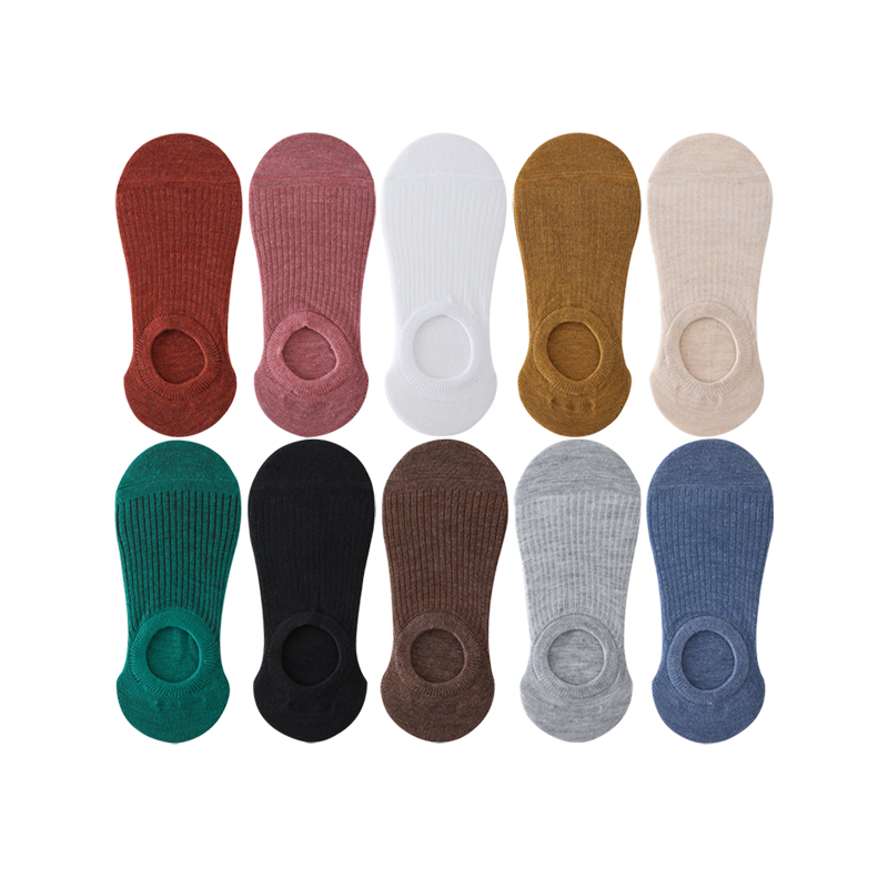 5 pares de zapatillas de calcetín para mujer, calcetines invisibles finos y transpirables de verano de colores sólidos, calcetines cortos invisibles de silicona antideslizantes