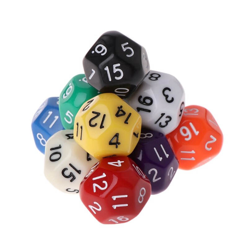 10pcs 16 Sided Dice D16 Polyhedral Dices For Table Games