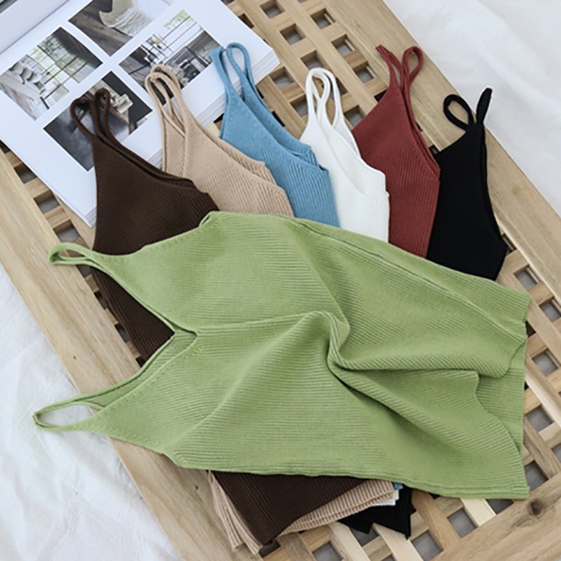 Women Retro V Neck Sleeveless Solid Knitted Tank Top