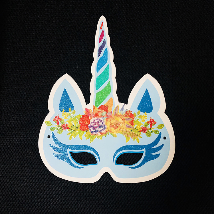 12PCS/Lot Unicorn Face Mask Baby Party Masks Unicorn Theme Face Masks Unicorn Birthday Party Supplies